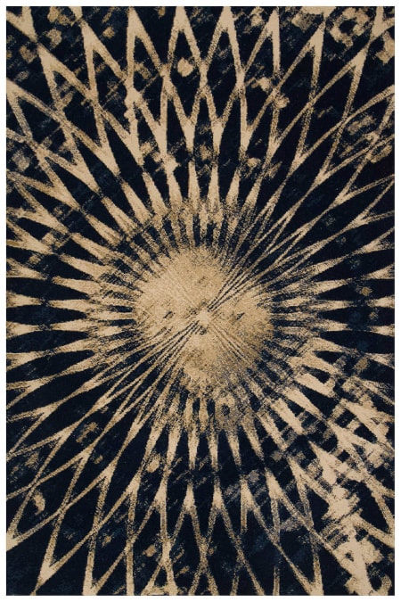 Wełniany Dywan Tempo-B Domio Denim Granatowy Beżowy Rozeta