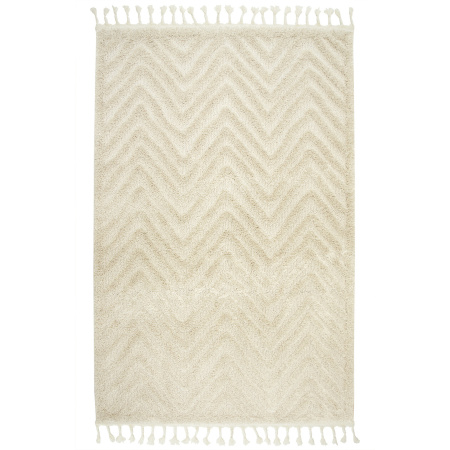 Dywan Berber 7059 Ivory Kość Słoniowa Jodełka 3D z frędzlami