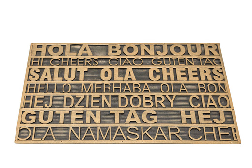 Wycieraczka gumowa kolor M49 antypoślizgowa złota czarna napisy