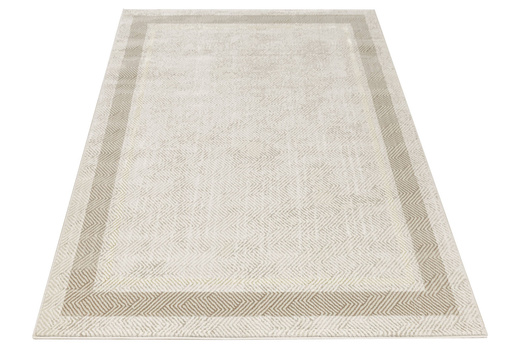 Lśniący Dywan Allora Plus D893A cream/d.beige Krem Złoty Jodełka Ramka
