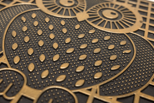 Wycieraczka gumowa kolor M45 antypoślizgowa złota czarna sowy