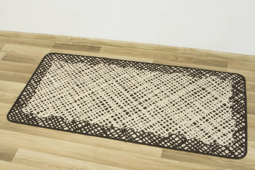 Antypoślizgowy Dywan Kuchenny Flex 19654/19 Brown Brąz Beż Kratka