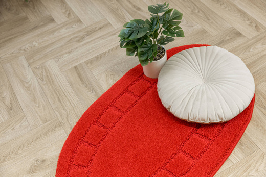 Dywanik Łazienkowy Antypoślizgowy Ocean Red Czerwony Owalny