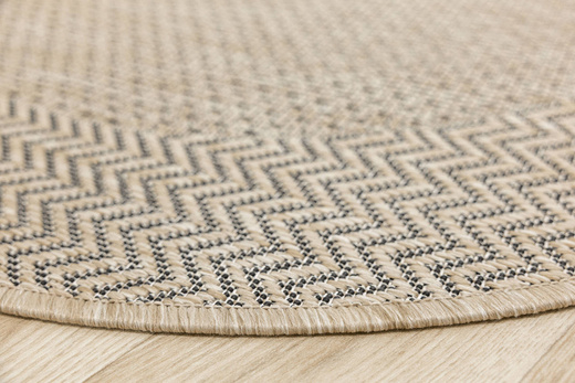 Okrągły Dywan Sznurkowy Jeans 19242/P01 Koło Beż Krem Jodełka