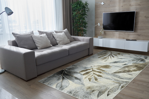 Dywan Ponte N852A l.grey/cream Brąz Szary Listki