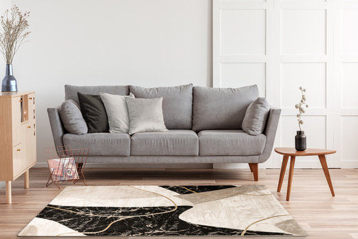 Dywan Kashmir KR205S Black/Vizon Marmur Czarny Złoty