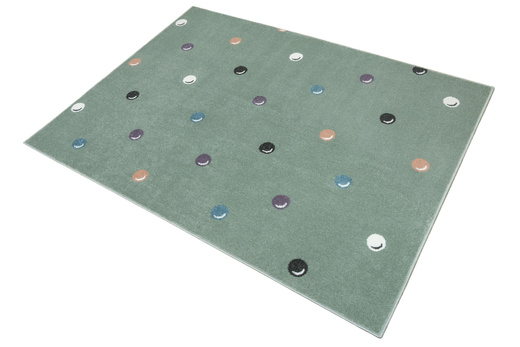 Wykładzina Dziecięca Lima C275b green/cream Zieleń Kropki Bańki szerokość 4 m