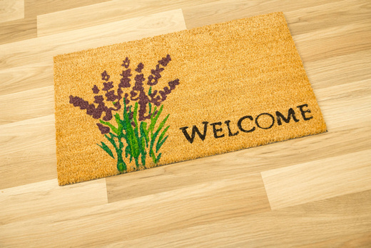 Antypoślizgowa Wycieraczka Kokosowa Kolor Welcome Lawenda