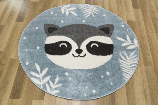 Okrągły Dywan Lima C884A blue/cream Turkus Krem Szop Pracz Listki