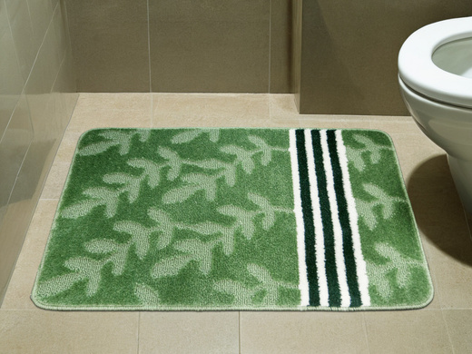 Dywanik Łazienkowy Natel Green Zielony Paski Listki