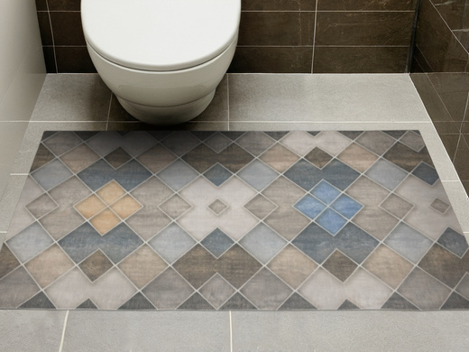 Antypoślizgowy Dywanik Łazienkowy Kuchenny Mata Magic M2 Szary Beż Romby