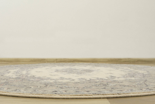 Okrągły Wełniany Dywan Isfahan Dafne Alabastrowy