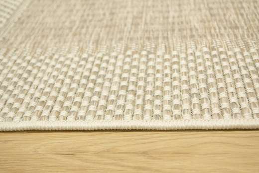 Dywan Sznurkowy Oria 88013/YV7-J Beż Krem Szary Ramka Gruby Splot z frędzlami