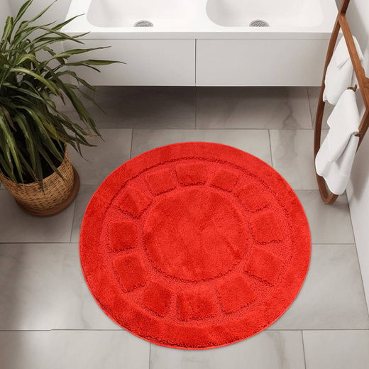 Dywanik Okrągły Łazienkowy Antypoślizgowy Ocean Czerwony