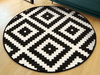 Okrągły Dywan Romby Czarno Białe 