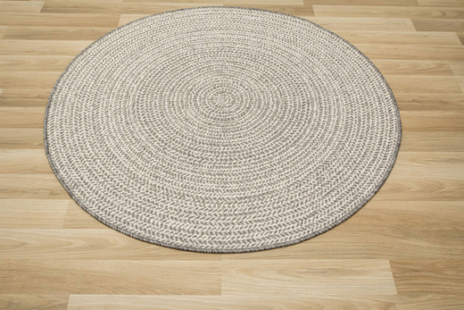 Okrągły Dwustronny Dywan Sznurkowy Brussels 205580/10010 silver Szary Krem Okręgi Outdoor