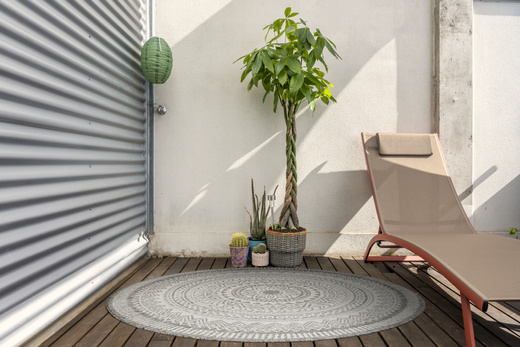 Okrągły Dywan Sznurkowy Jeans 19347/P91 Koło Beż Grafit Rozeta