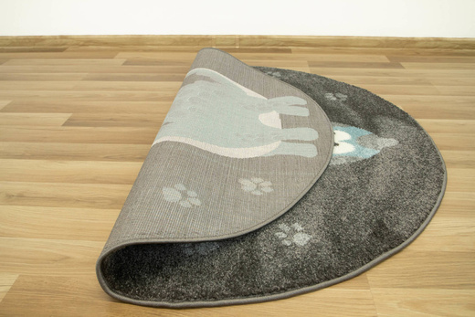 Okrągły Dywan Lima C881A d.grey/blue Dinozaur Turkus Krem Grafit