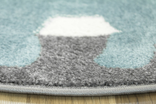 Okrągły Dywan Lima C880A l.grey/blue Dinozaur Turkus Krem Szary