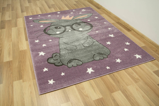 Dywan Dziecięcy Lima 9377C lila/l.grey Fiolet Szary Króliczek w Okularach