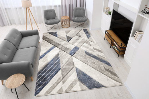 Dywan Kandy N405A l.grey/navy Szary Granatowy Geometria Romby Fryz