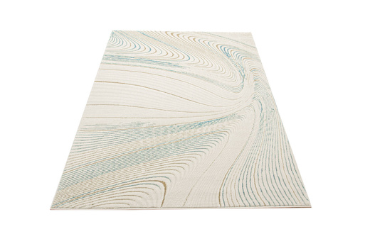 Lśniący Dywan Allora Plus G379A cream/blue Beż Krem Turkus Linie