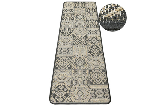 Antypoślizgowy Dywan FLEX 19636/P10 Grafit Beż Patchwork