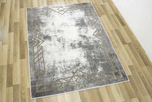 Dywan Felix 9337A l.grey/yellow Marmur Szary Krem Złoty z Ramką