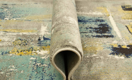 Chodnik Victoria 7657A l.grey/grey Abstrakcyjny Niebieski Żółty Szary szerokość 100 cm