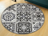 Antypoślizgowy Okrągły Dywan Patchwork Szary  