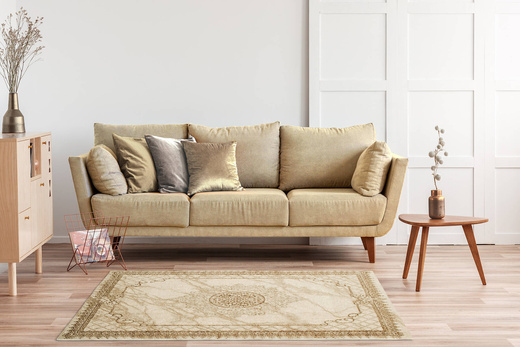 Lśniący Dywan Allora Plus 8164A brown/d.beige Marmur Ornament Beż Brąz