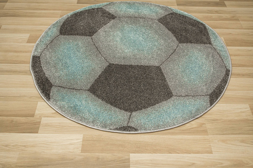 Okrągły Dywan Lima G758A l.grey/blue Piłka Football Grafit Turkus Melanż