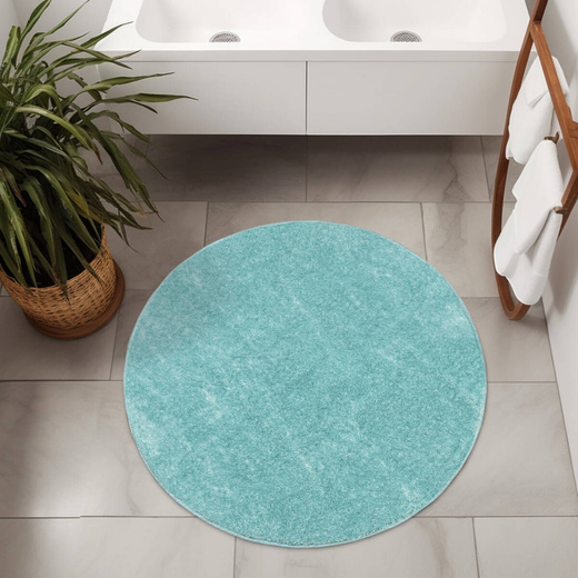 Dywan Okrągły Shaggy Antypoślizgowy Malmo Niebieski Turkus