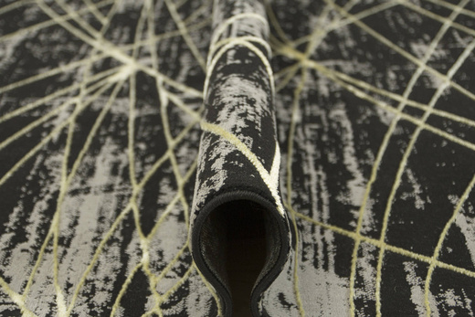 Lśniący Dywan Allora Plus C654A black/yellow Czarny Szary Złoty