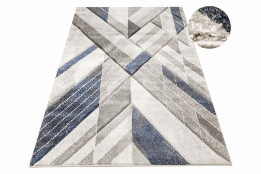 Dywan Kandy N405A l.grey/navy Szary Granatowy Geometria Romby Fryz