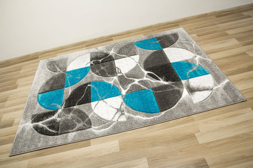 Dywan Amelia A472B grey/turquoise Szary Turkus Półkola Marmur