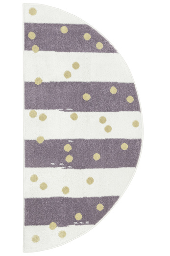 Dywan Półokrągły Dziecięcy Lima M044A cream/lila Fiolet Krem Zloty Paski