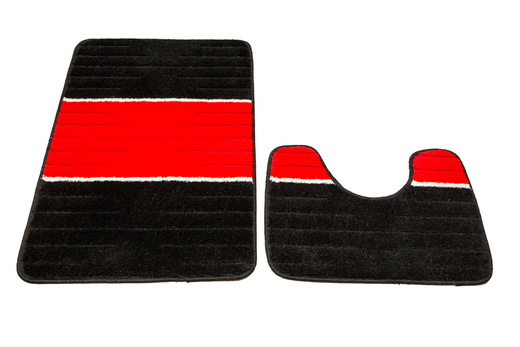 Komplet 2-częściowy Łazienkowy Como Red Czerwony Czarny Pasy