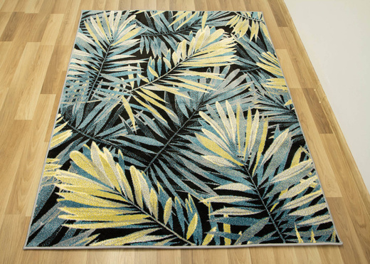 Dywan Free 11291/948 Turkus Żółty Liście Palmy