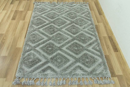 Dywan Berber 6846 l.grey 3D z frędzlami