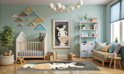 Dywan Dziecięcy Lima C885A l.grey/cream Zebra Róż Krem Szary