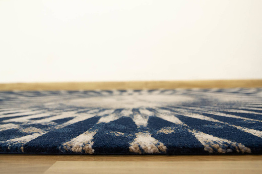 Wełniany Dywan Tempo-B Domio Denim Granatowy Beżowy Rozeta