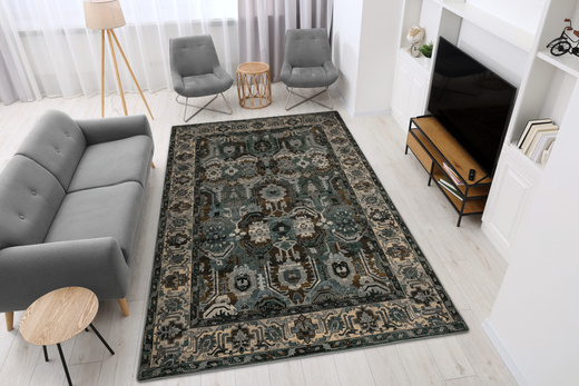 Wełniany Dywan Dywilan Superior Oman Dark Blue Ornament