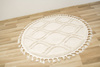 Okrągły Dywan Berber 7063 ivory krem Łezki 3D  z frędzlami 
