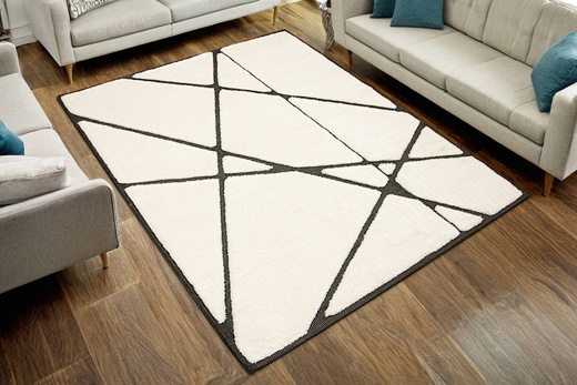 Dywan Shaggy Lula Soft IM85A Black/Bone Trójkąty Krem Czarny
