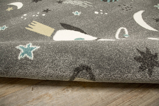 Pastelowy Dywan Dziecięcy C276A l.grey/cream Rakiety Kosmos Szary
