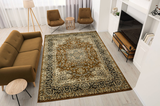 Dywan Super Rose 3544A brown/black Ornament Brąz Beż Czerń