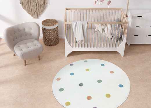 Okrągły Dywan Lima C275A cream/lila Krem Kropki