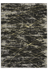 Lśniący Dywan Allora Plus C654A black/yellow Czarny Szary Złoty