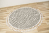 Okrągły Dywan Berber 7061 l.grey Jasny Szary 3D z frędzlami
